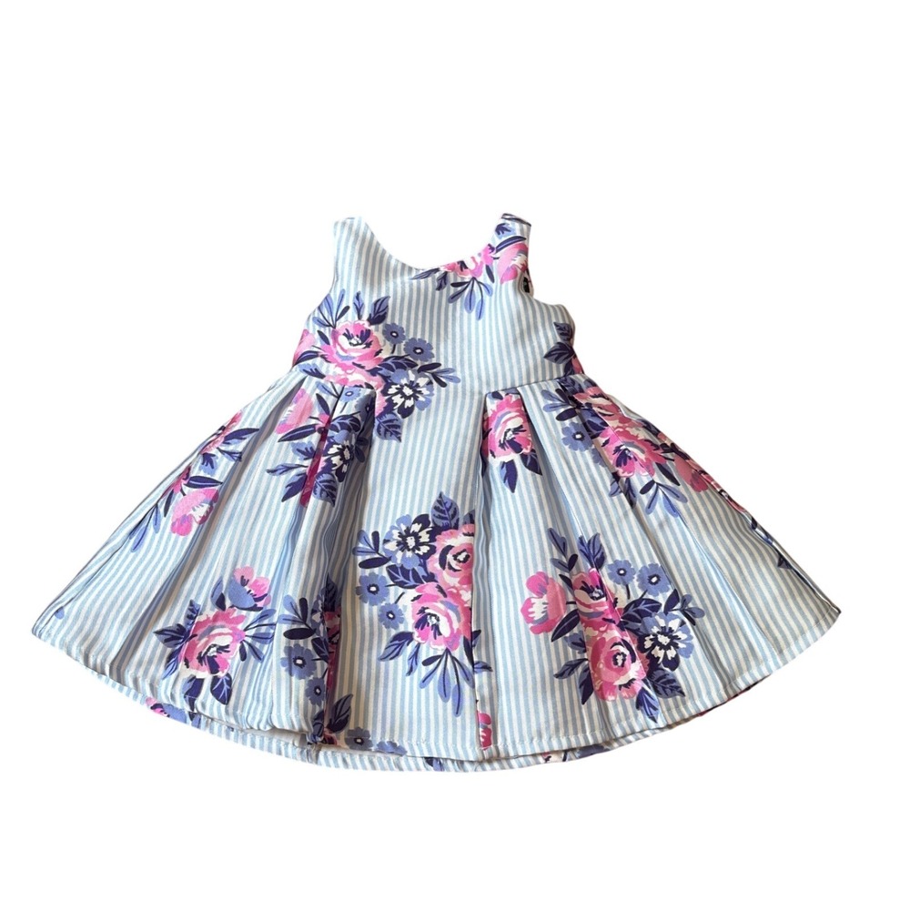 Cynthia Rowley Dress Kids Blue Floral Striped Back Bow Special Occasion SIZE 18M